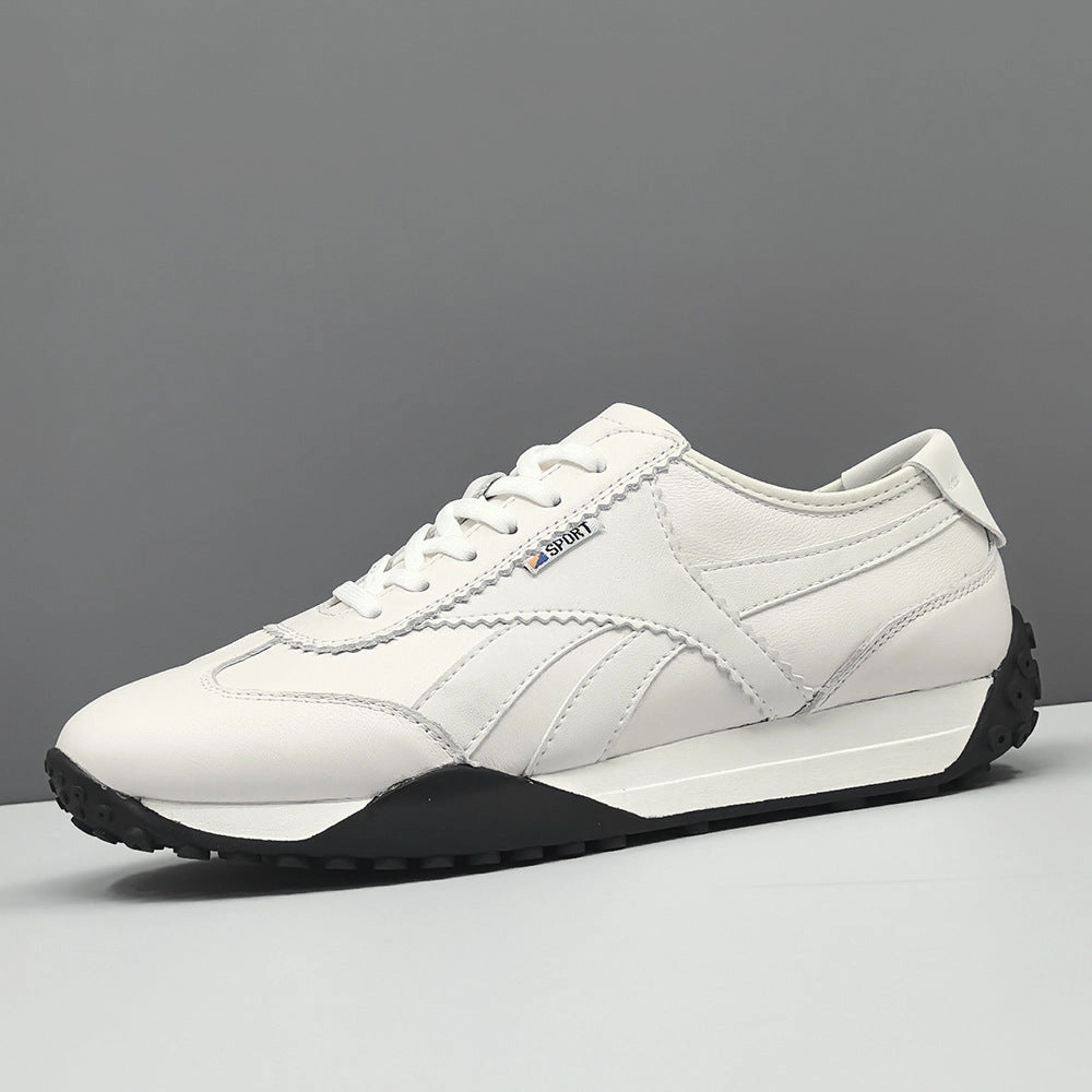 Men Fashion Minimalism Quilted Leather Flat Casual Shoes Flat Sole Football Shoes