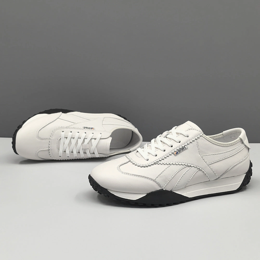 Men Fashion Minimalism Quilted Leather Flat Casual Shoes Waterproof Flat Shoes