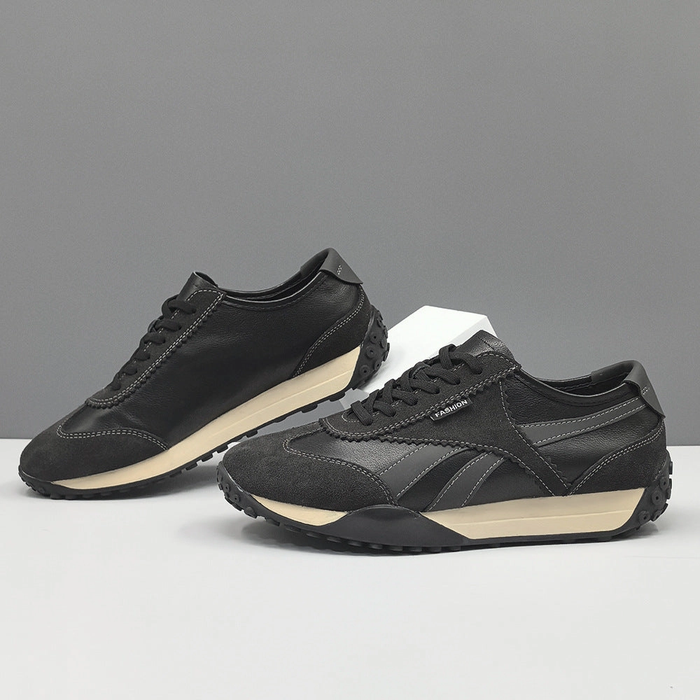 Wide Flat Shoes With Arch Support Men Fashion Minimalism Quilted Leather Flat Casual Shoes