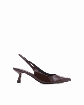 AYLA - CHOCOLATE PATENT In Lingerie And High Heels