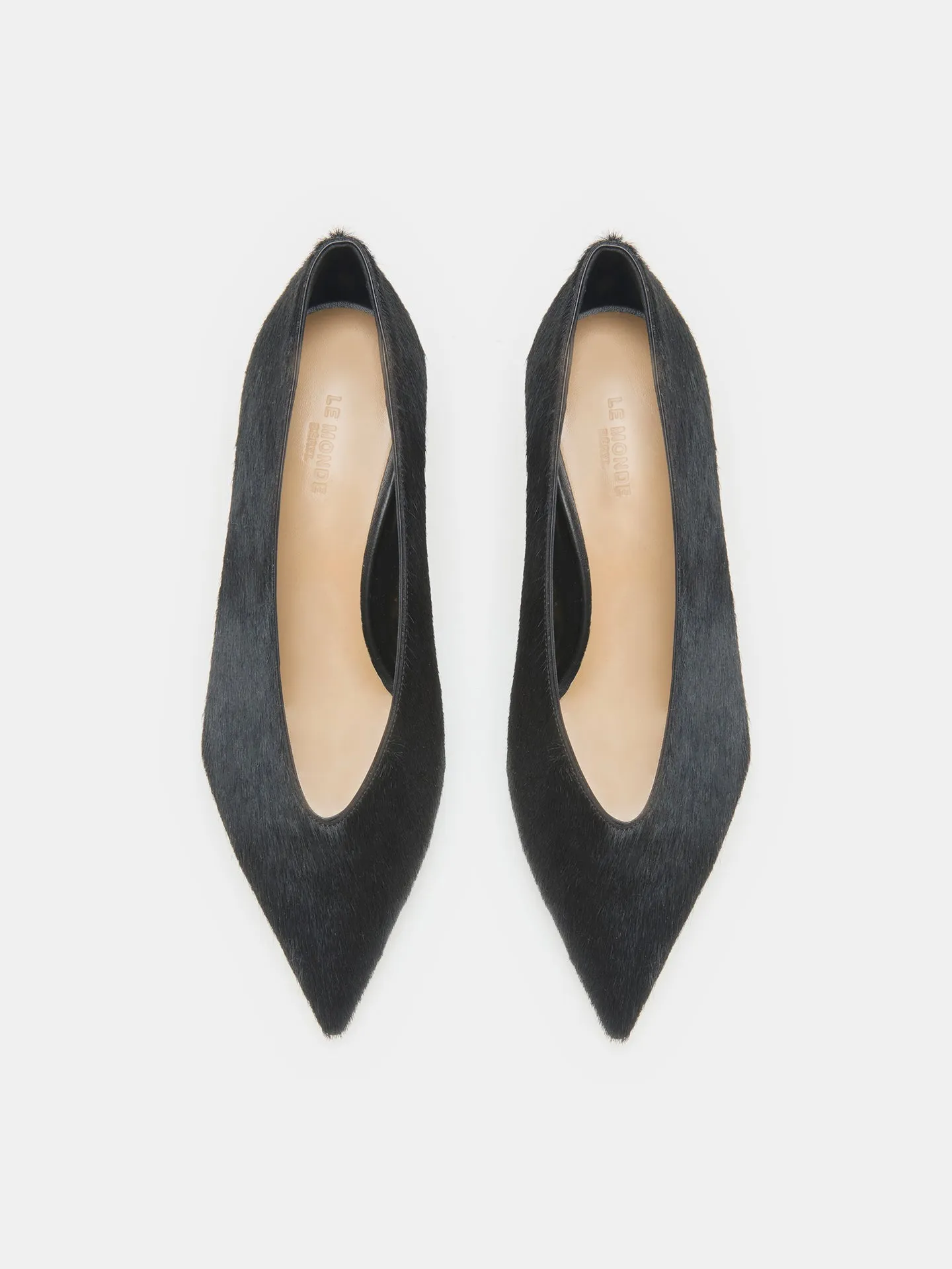 Babouche Kitten / Black Calf Hair Mary Jane High Heel Shoes