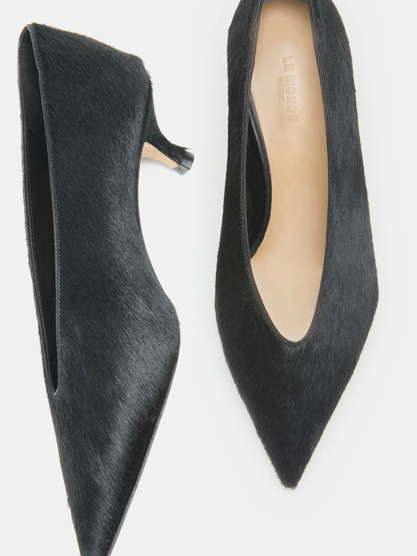 Babouche Kitten / Black Calf Hair Over The Knee High Boots No Heel