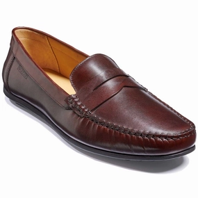 BARKER Jamie Driving Shoes - Mens - Chestnut Hand Painted Casual Dress Shoes With Plantar Fasciitis