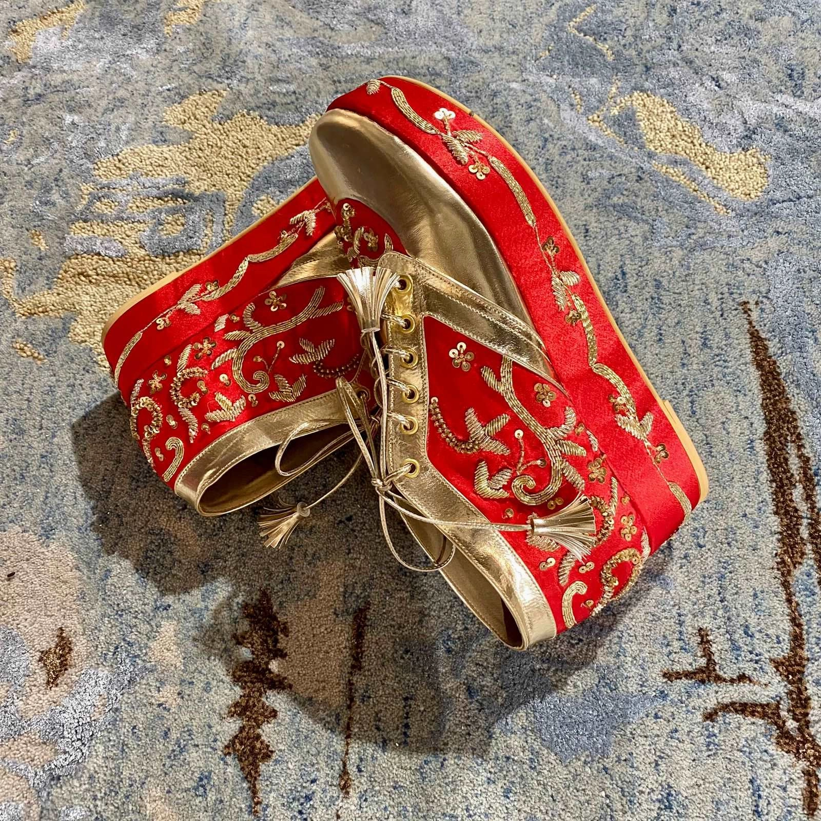 Begum Red Bridal Sneaker Wedges - Customized Wedding Shoes Old Navy Casual Shoes