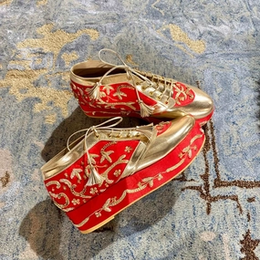 Begum Red Bridal Sneaker Wedges - Customized Wedding Shoes Casual Outfits Shoes