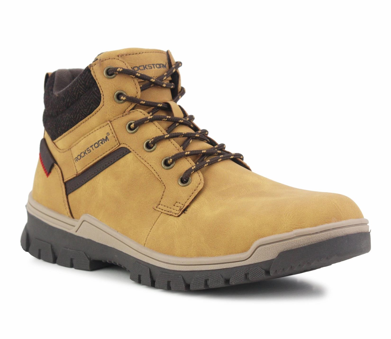 BERTIE Mens Faux Leather Hiking Boots in Honey Hiking Boots Vs Synthetic