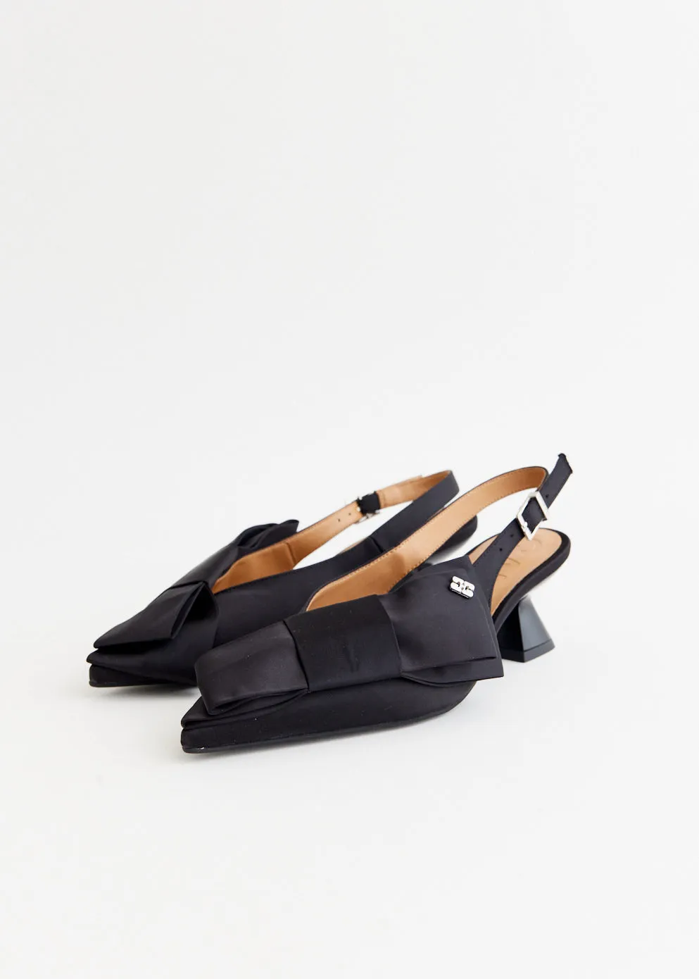 Big Bow Slingback Kitten Heel Pumps High Heel Shoes Wide Fit