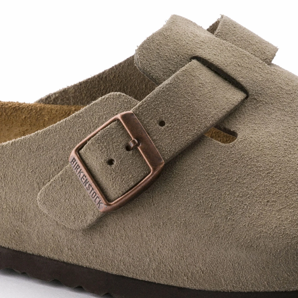 Airzona Birkenstock Boston Taupe Suede Soft Footbed Clog (Unisex)