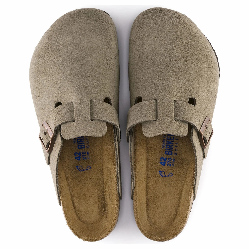 Sandals For Cheap Birkenstock Boston Taupe Suede Soft Footbed Clog (Unisex)