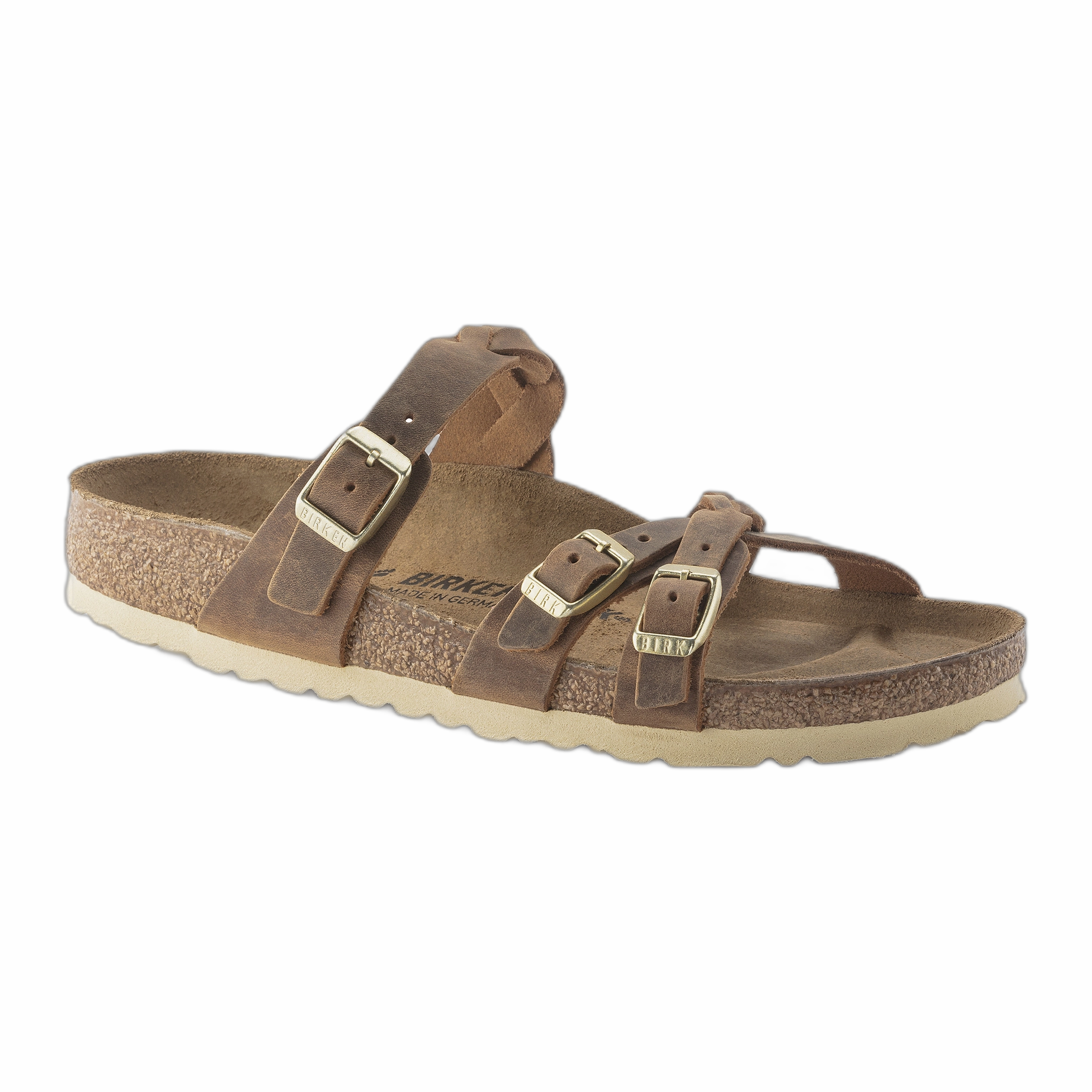 Franca Braided Oiled Leather Slide Sandals