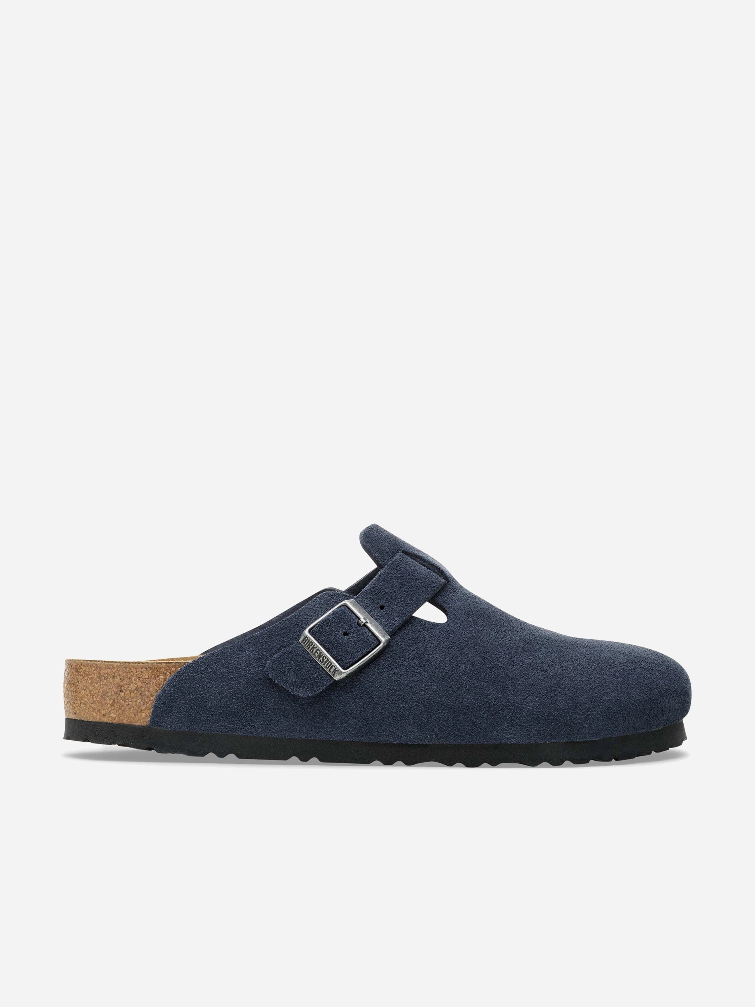 Wedge Clogs BIRKENSTOCK Classic Suede Boston Clogs in Navy