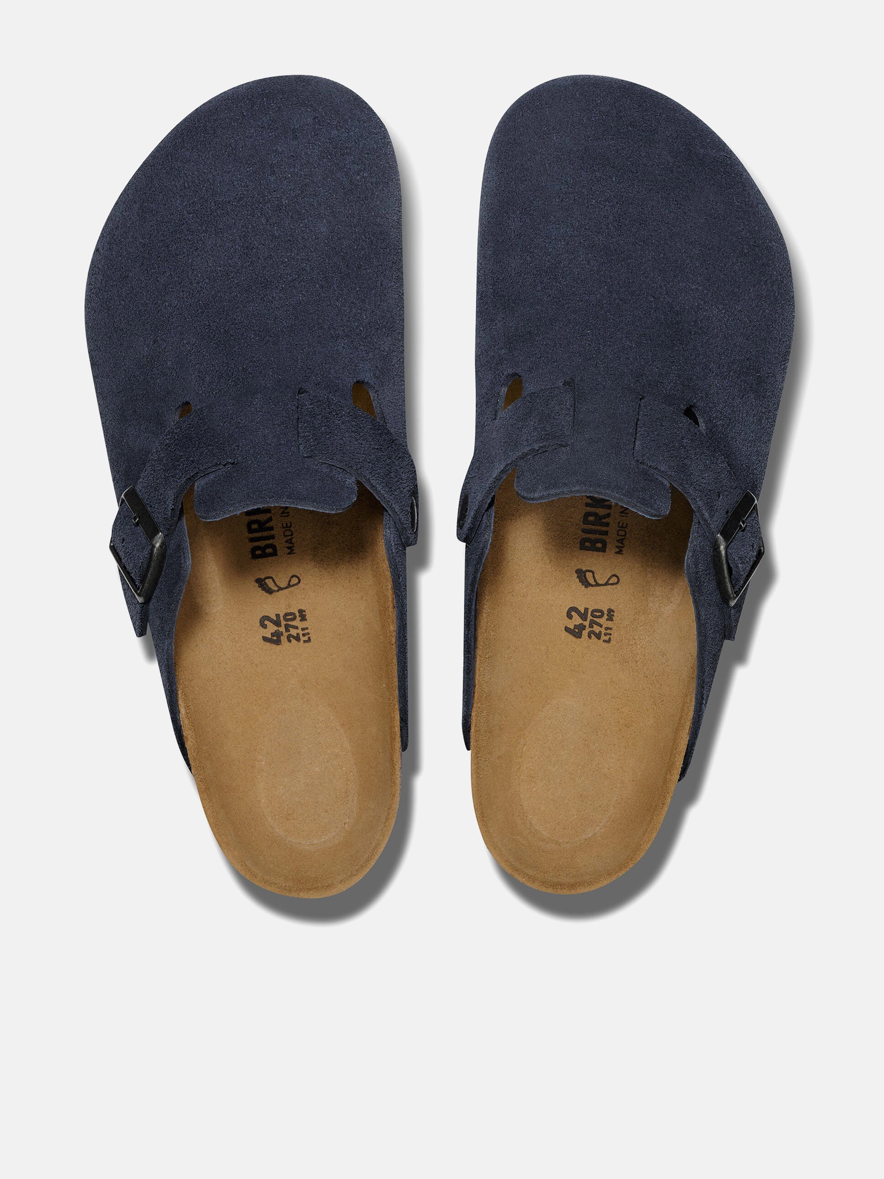BIRKENSTOCK Classic Suede Boston Clogs in Navy Hello Kitty Clogs
