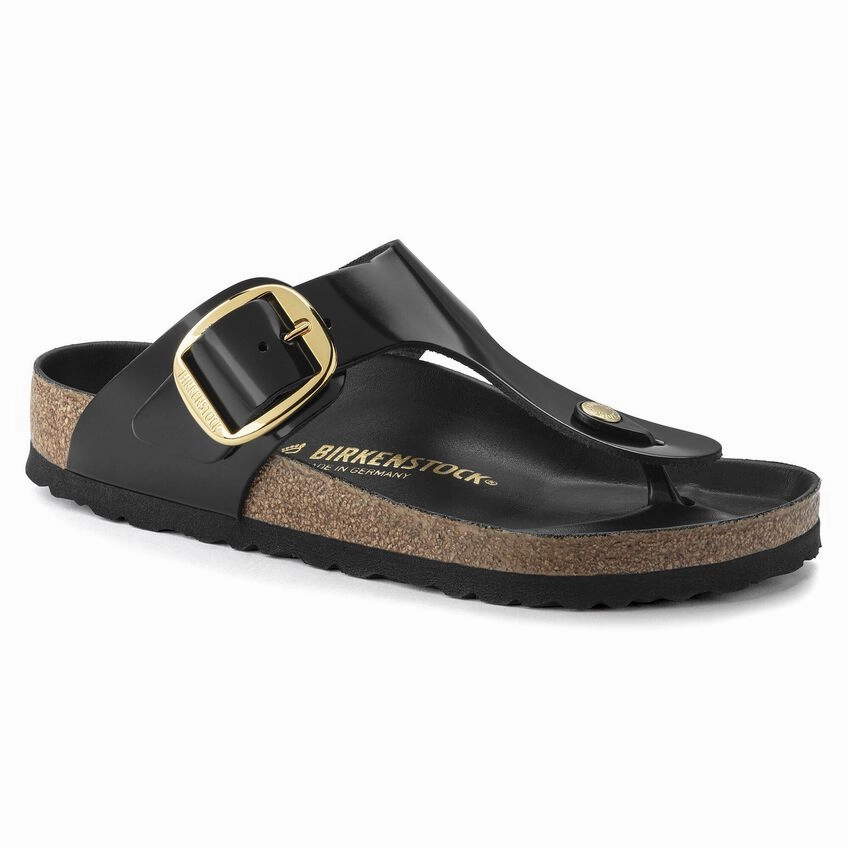 Birkenstock Gizeh Big Buckle shiny blk R 1021467 Best Sandals For The Beach