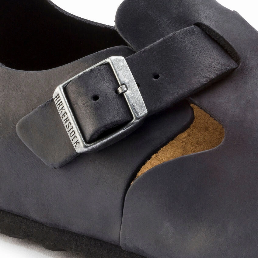 BIRKENSTOCK LONDON CLASSIC FOOTBED SHOE - BLACK OILED LEATHER Free Shipping Birkenstock