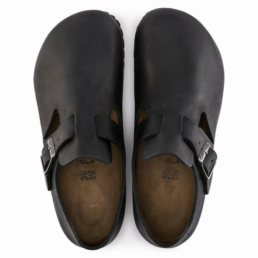 Granada Soft Footbed BIRKENSTOCK LONDON CLASSIC FOOTBED SHOE - BLACK OILED LEATHER