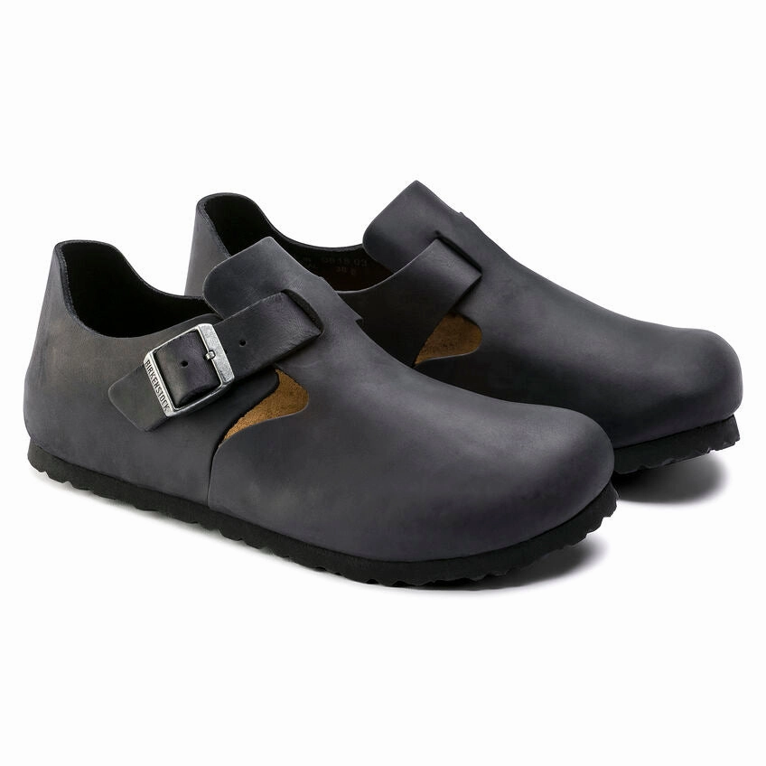 BIRKENSTOCK LONDON CLASSIC FOOTBED SHOE - BLACK OILED LEATHER Stalon Boots