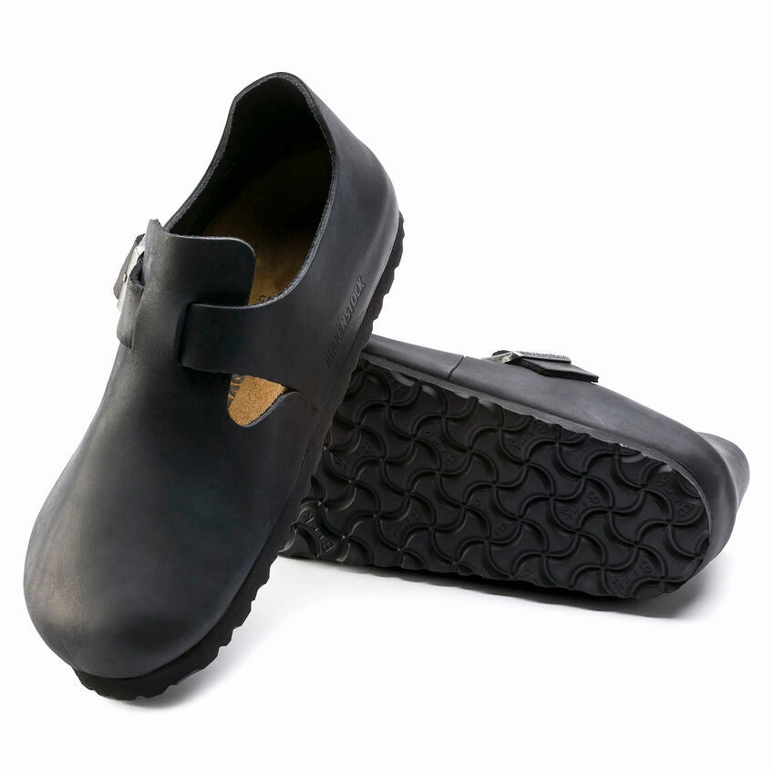 BIRKENSTOCK LONDON CLASSIC FOOTBED SHOE - BLACK OILED LEATHER Marin