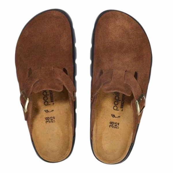 Tokio Shearling Birkenstock Women's Boston Chunky Dark Tea