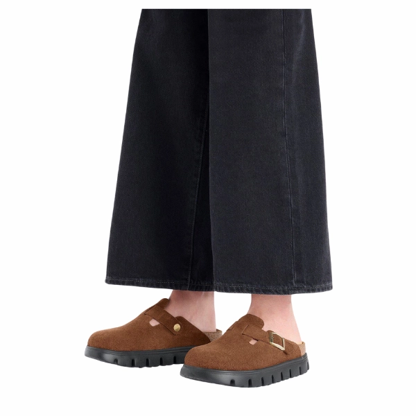 Arizona Birkibuc Sandals Birkenstock Women's Boston Chunky Dark Tea