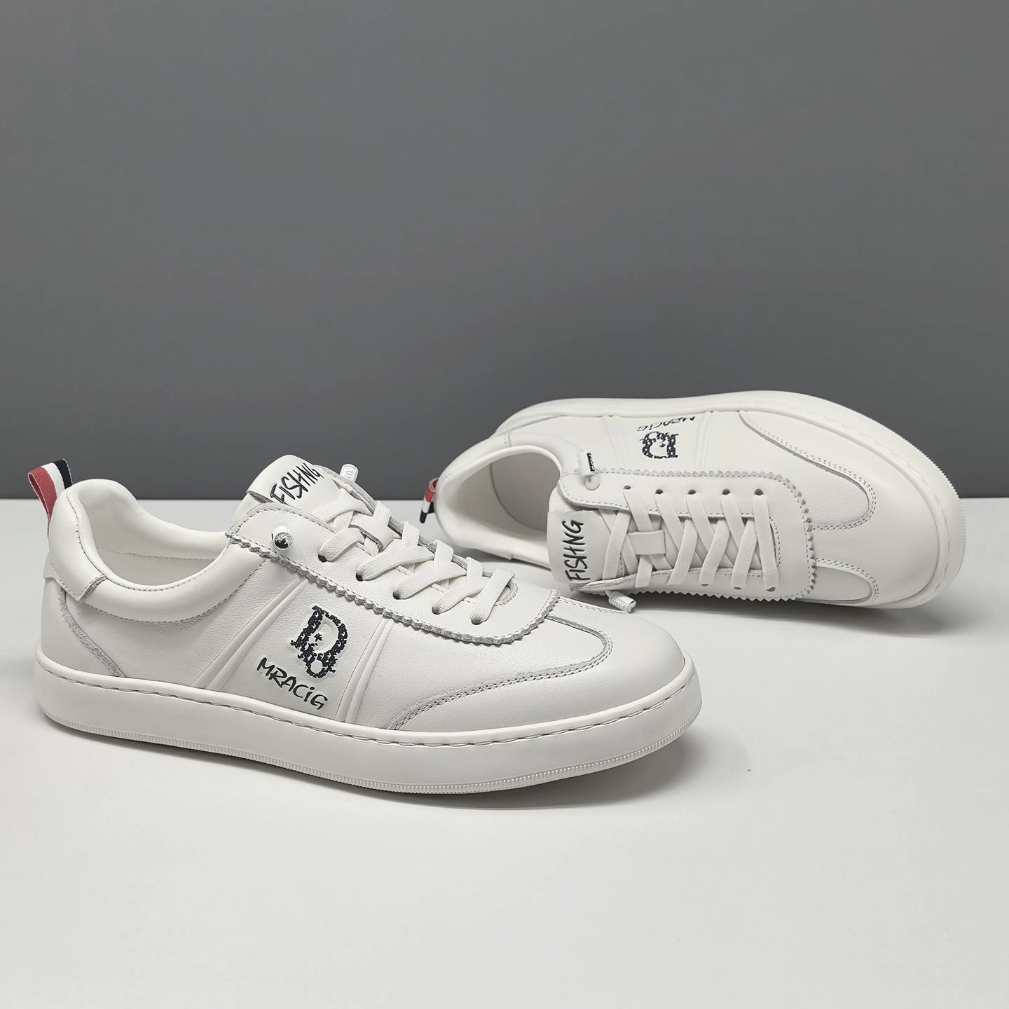 Emerald Flat Shoes Men's Fashion Leather Low Top Flat Casual Shoes