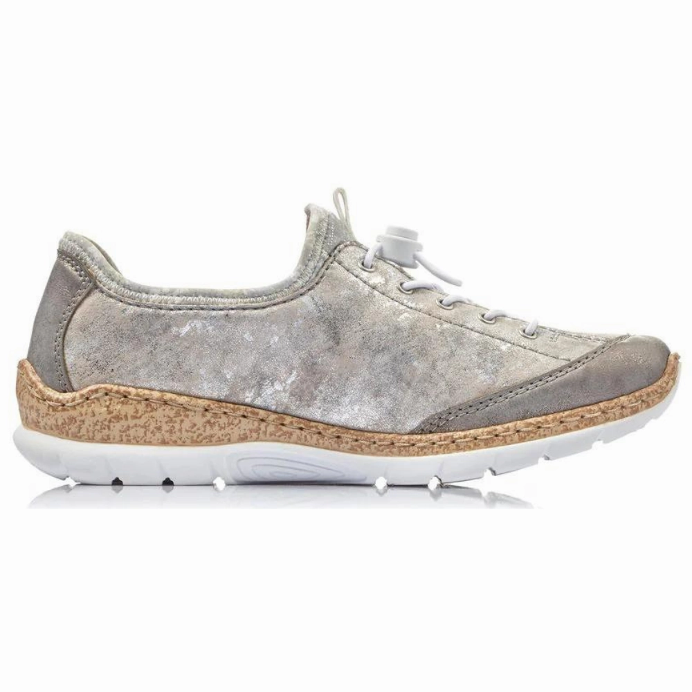 Walking Soft Rieker Nikita K6 Grey Leather Shoe (Women's)