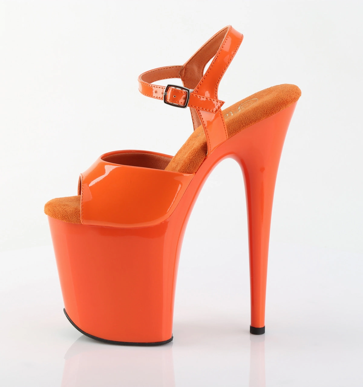 Calf High Heel Boots 8 Inch Heel FLAMINGO-809 Orange Patent