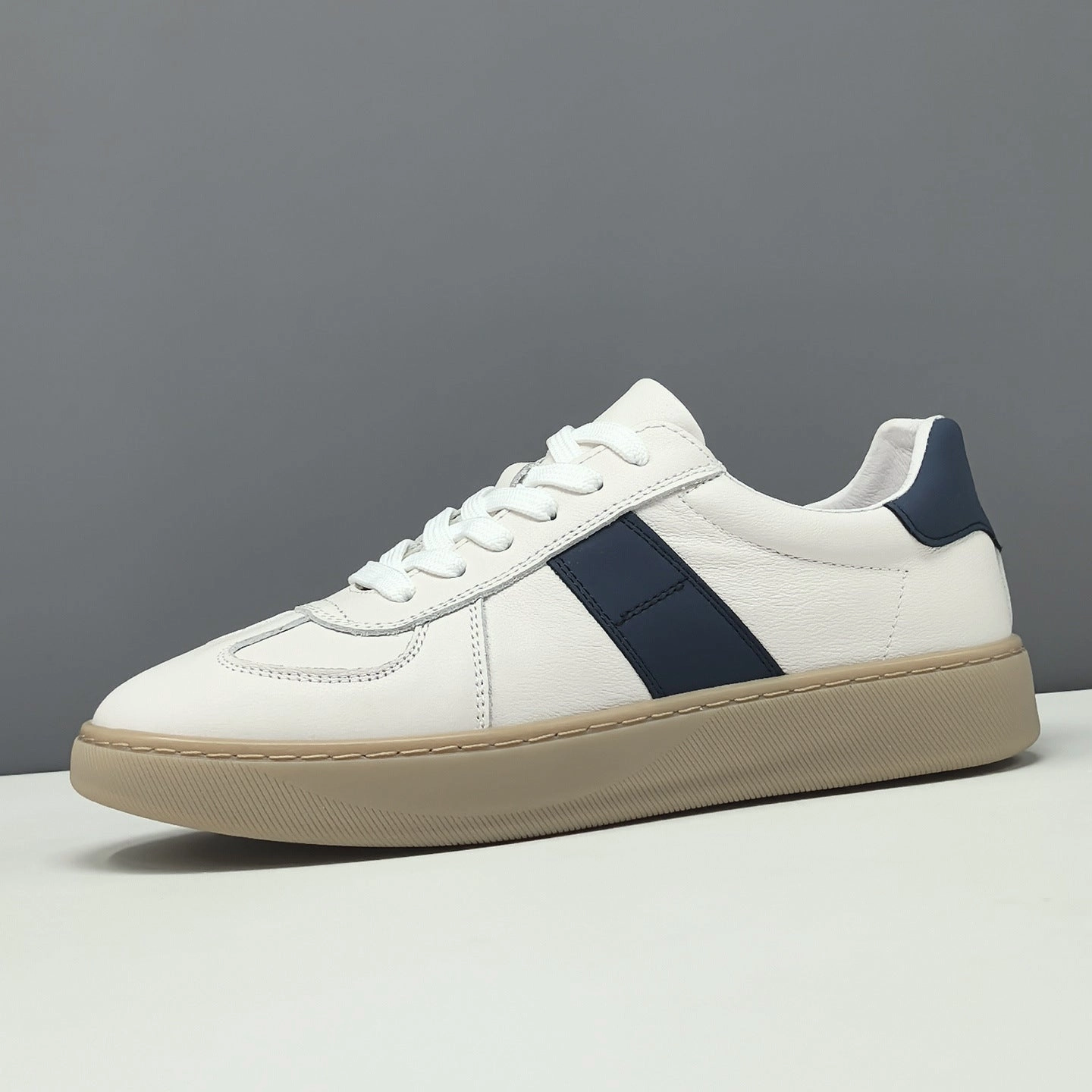 Flat Shoes Pregnant Men's Fashion Color-Blocked Leather Flat Casual Shoes