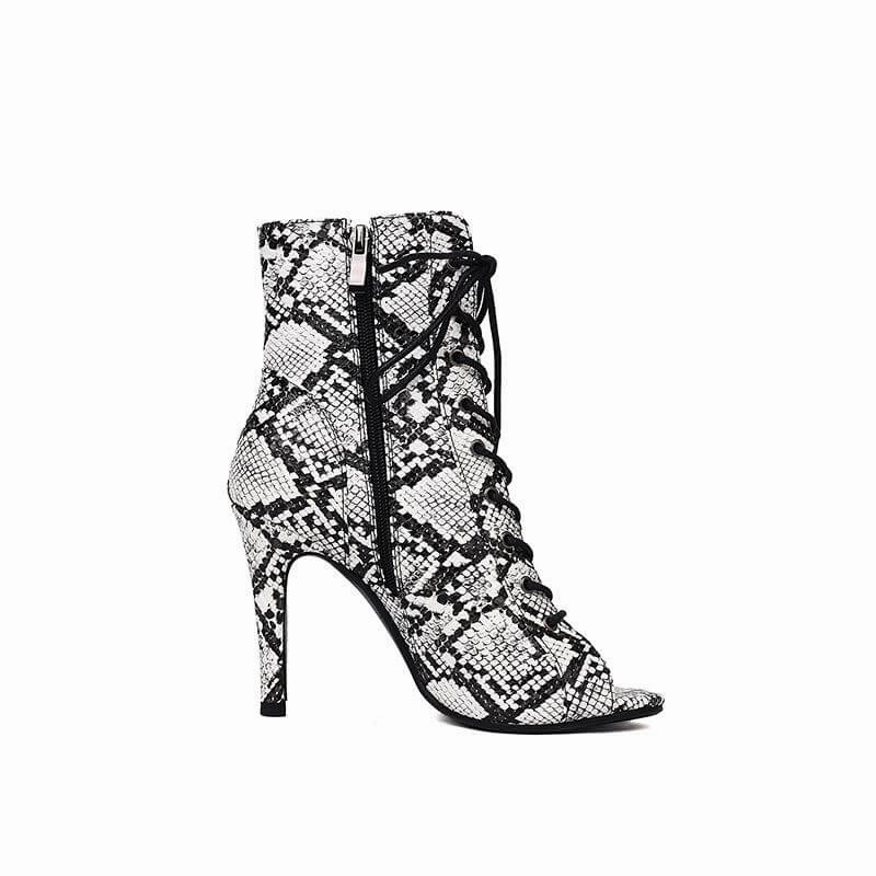 Pants And High Heels White Snakeskin High Heeled Dance Boots