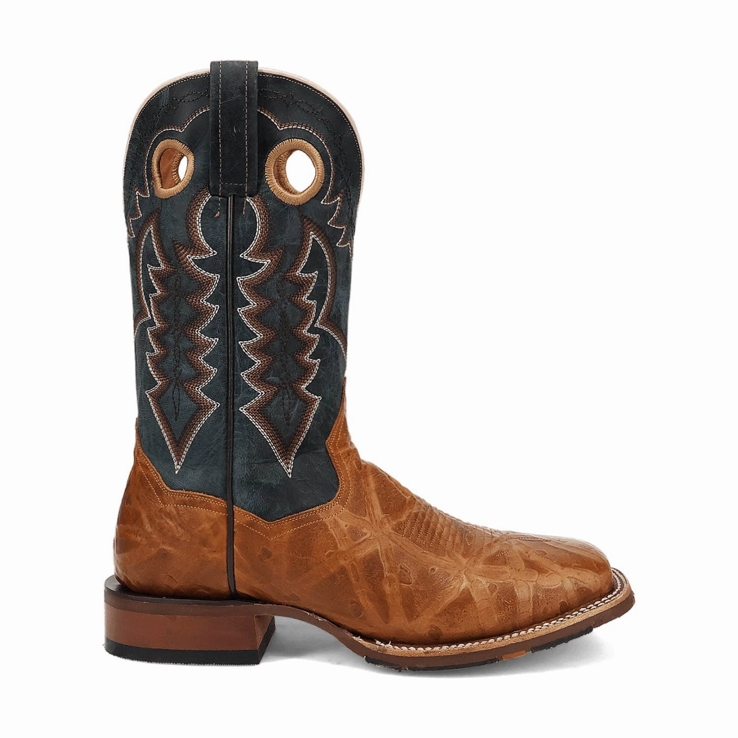 Dan Post Mens Craven Tan/Blue Leather Cowboy Boots Burton Step Boots