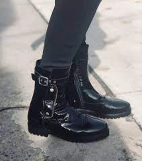 Bos & Co Bash Black Patent Waterproof Boot Combat Boots And Dress Style