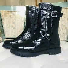 Warren Combat Boots Bos & Co Bash Black Patent Waterproof Boot