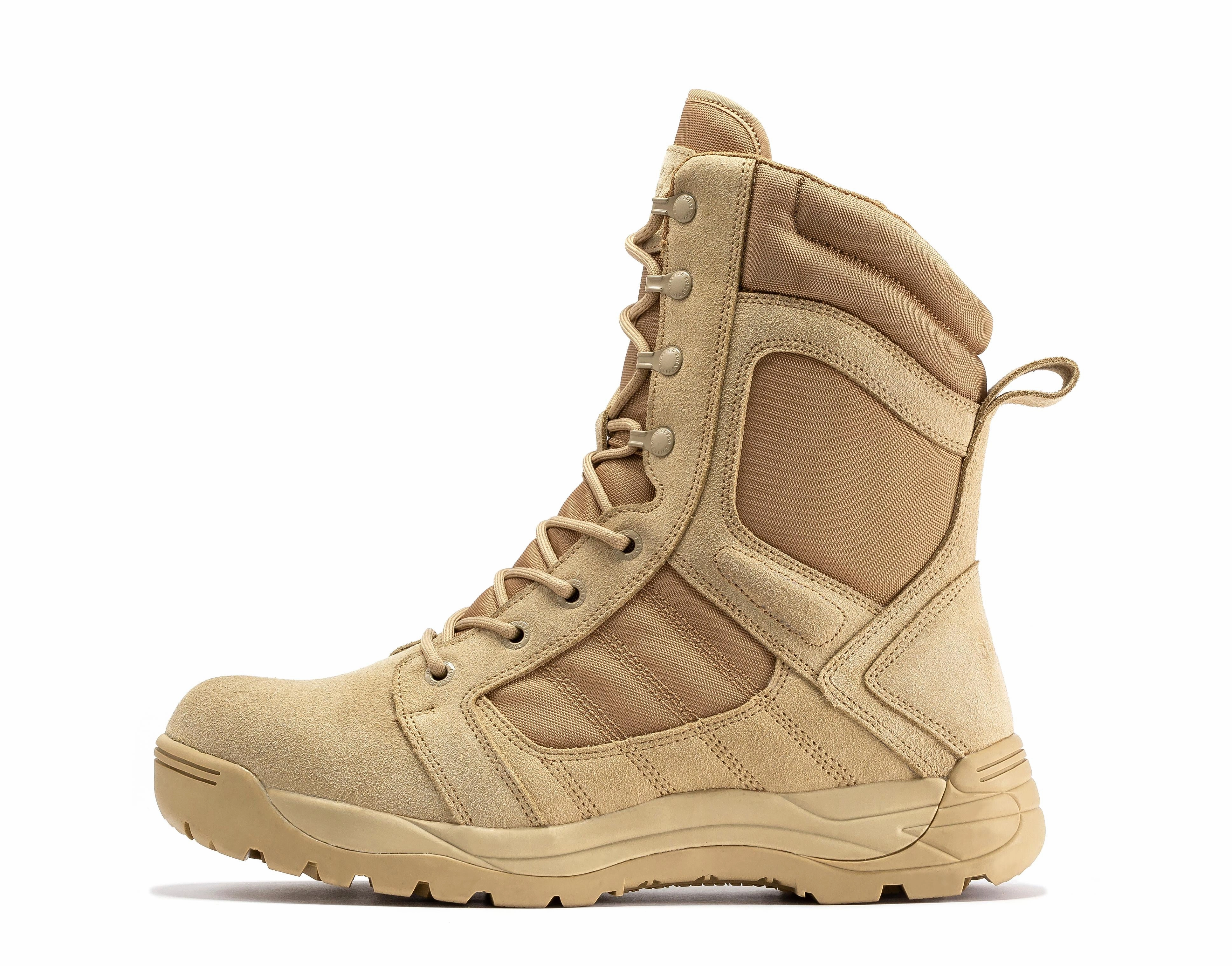 Wide Hiking Boot Brands Botas Pro Sand Men's 8 inch Side Zipper Rubber Sole Tactical Boots BMP110SD