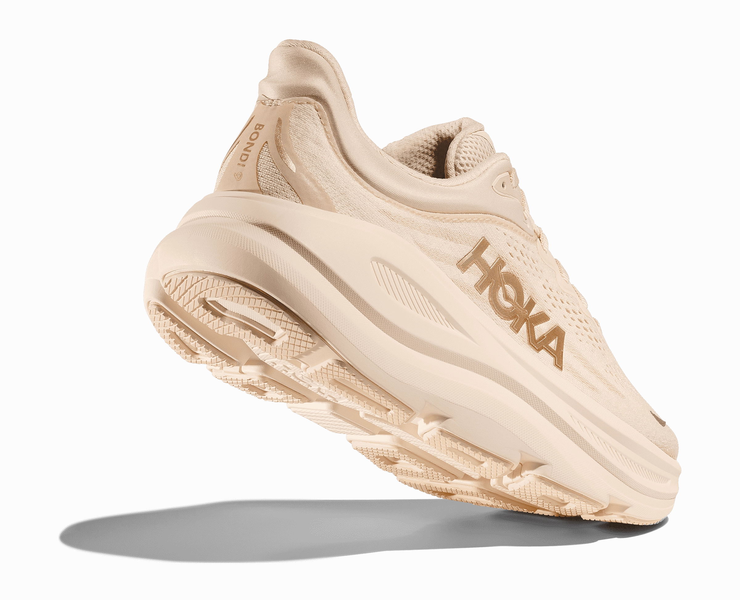 Women's - HOKA Bondi 9 - vanilla/birch Sleek Combat Boots