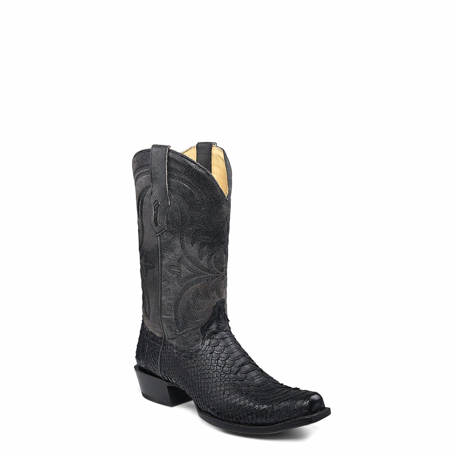 Corral Mens Embroidery Narrow Square Toe Black Python 12in Cowboy Boots Horse Fly Boots