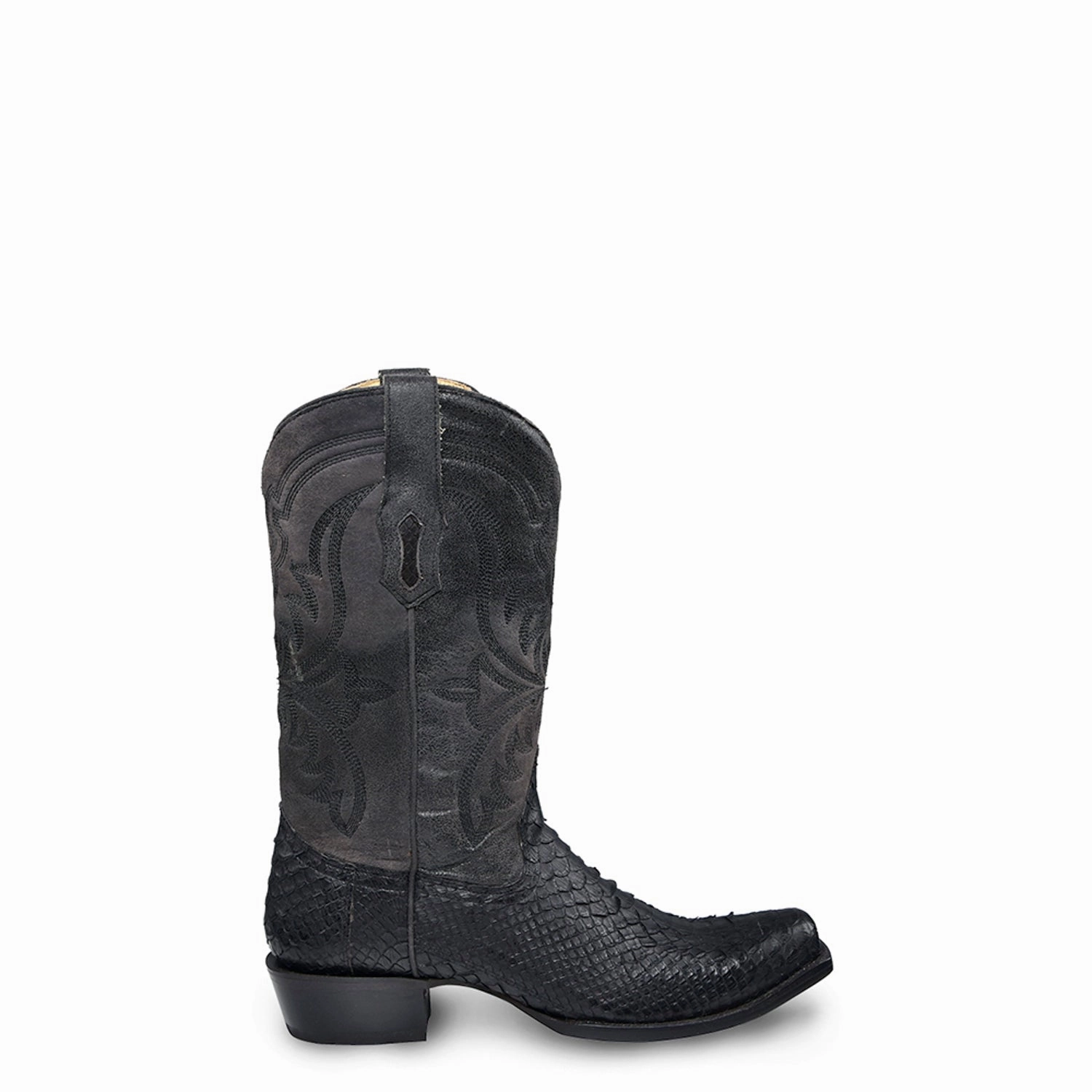 Corral Mens Embroidery Narrow Square Toe Black Python 12in Cowboy Boots Moto Cross Boots