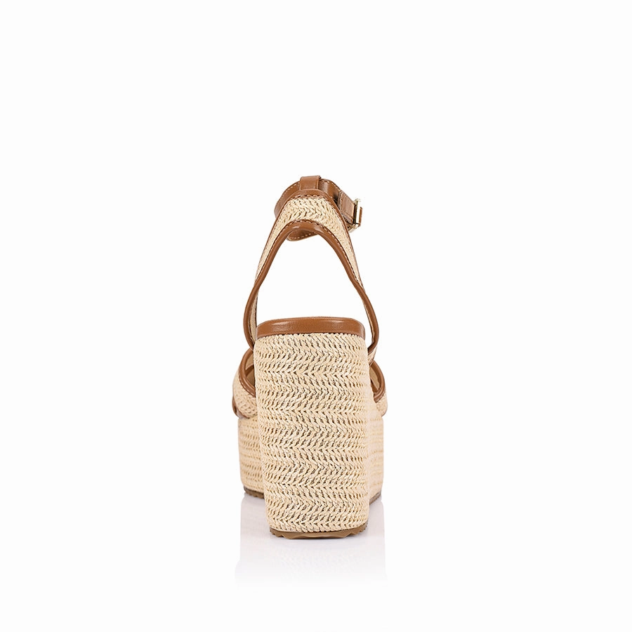 Callipo Raffia Wedges - Tan/Raffia