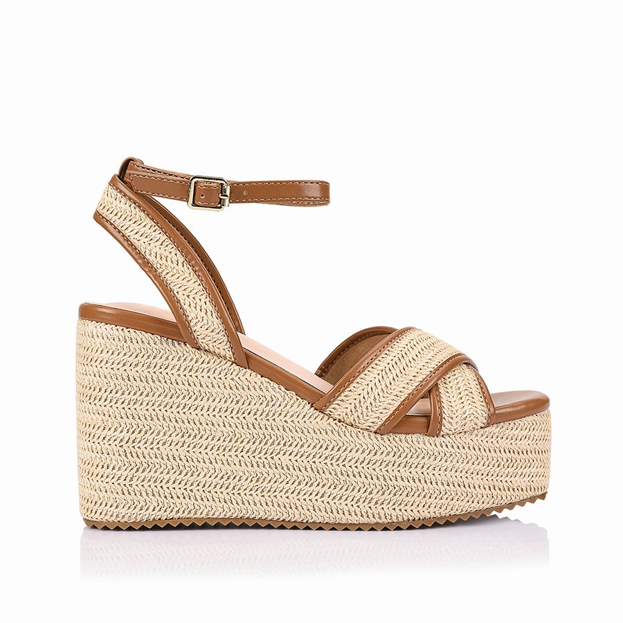 High Heel Perfume Set Callipo Raffia Wedges - Tan/Raffia
