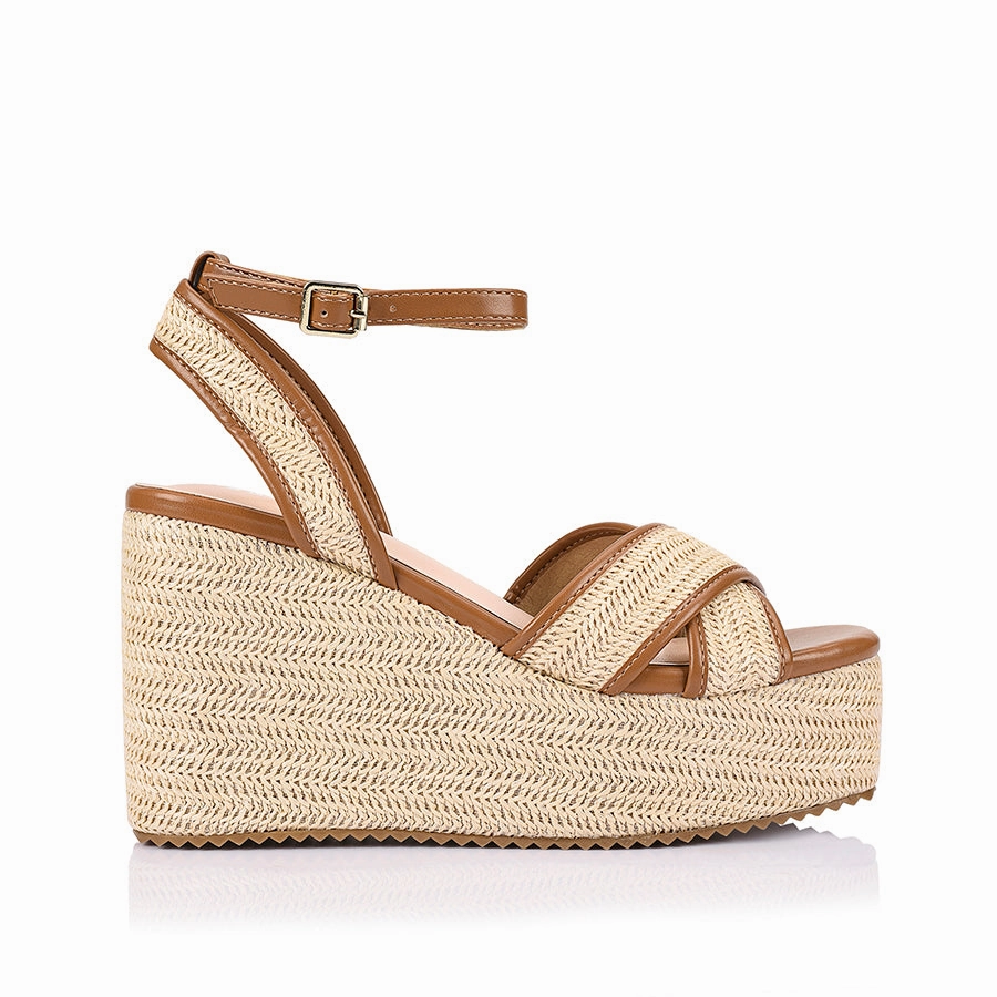 Callipo Raffia Wedges - Tan/Raffia High Heels For Women