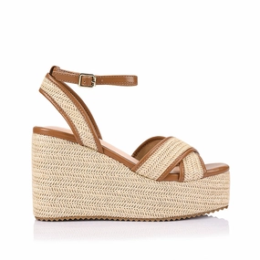 Heeled High Heels Callipo Raffia Wedges - Tan/Raffia