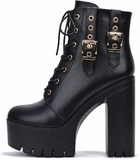 Insoles For Combat Boots Cape Robbin Elinda Combat Boots for Women, Platform Boots with Chunky Block Heels