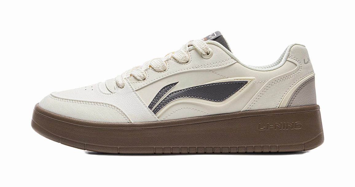 Work Shoes Business Casual LiNing Yuanbao V3 Anti Slip Wear Resistant Low Top Skateboard Shoes Men's Ecru