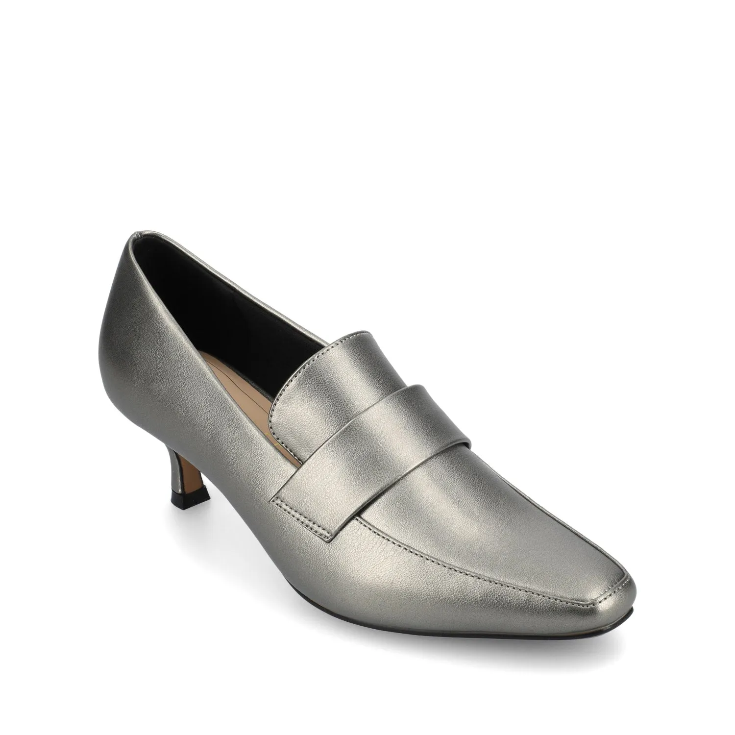 Suede Chunky Heels CELINA KITTEN LOAFER HEELS IN CROCO STATEMENT