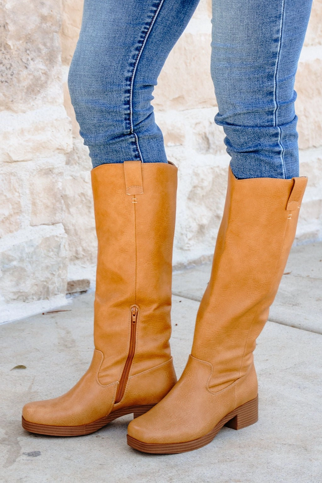 Chinese Laundry Yurie Tan Knee High Boots 2 Inch Knee High Leather Boots