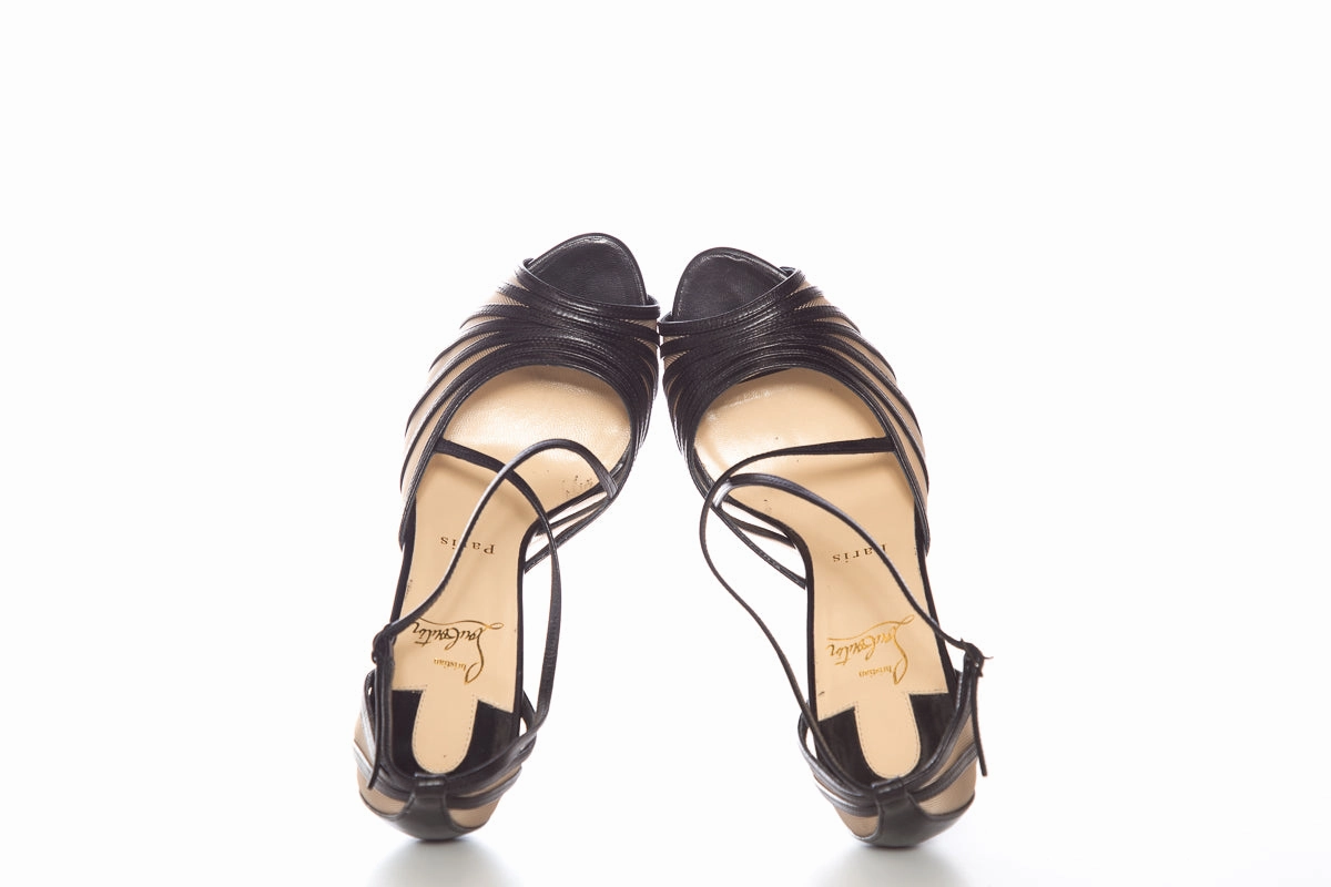 Christian Louboutin Filamenta 120 Black Stilettos SZ 40.5 Knee High Lace Up