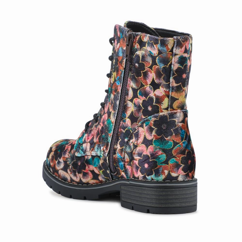 Combat Boots Business Casual Chunky Lace-Up Ankle Boots - WBINS32015 / 318 884 - Floral
