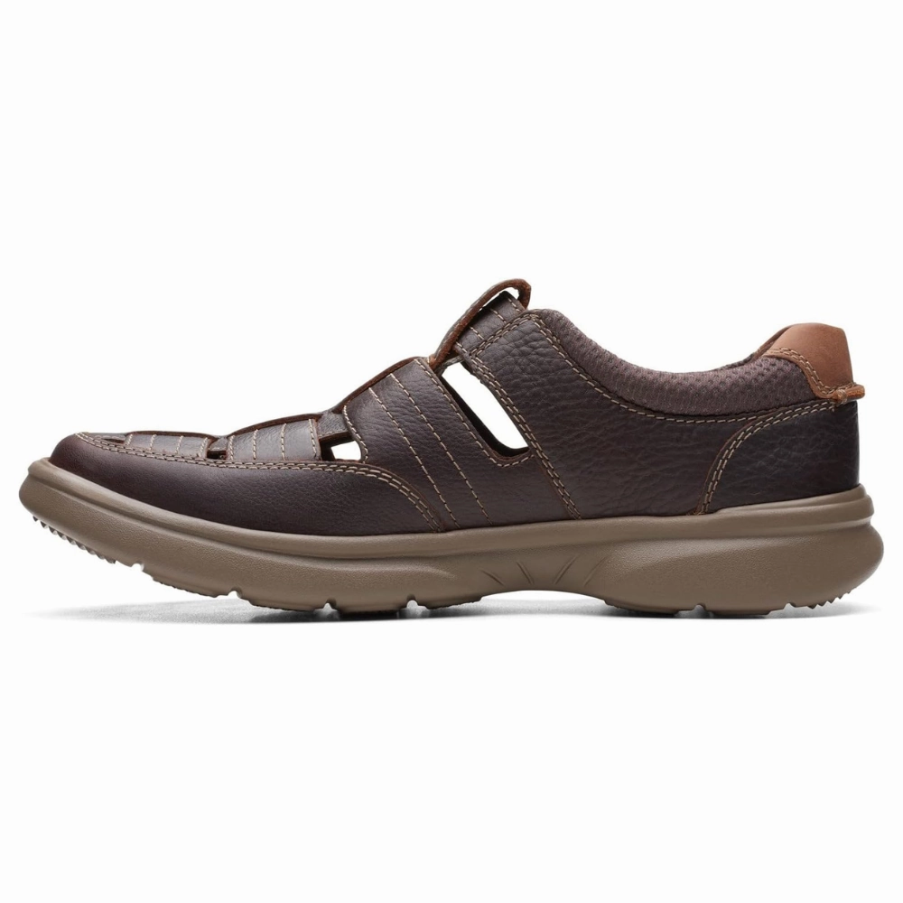All Casual Shoes Clarks Bradley Cove Brown Tumbled Leather Sandal (Men's)
