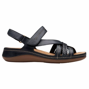 Dress Sandals Low Heel Clarks Cecily Strap Black Combination Sandal (Women's)