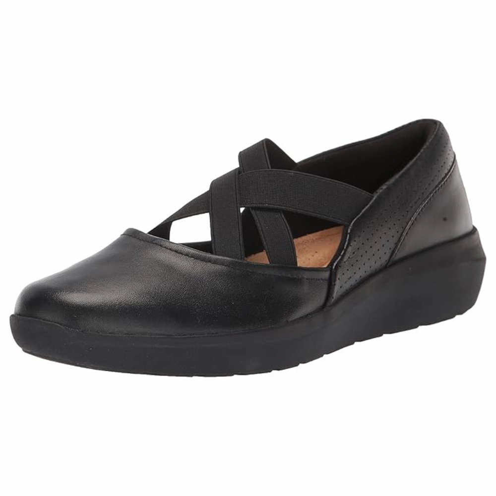 Good Walking Clarks Kayleigh Cove Black Combi Leather Shoe (Women's)
