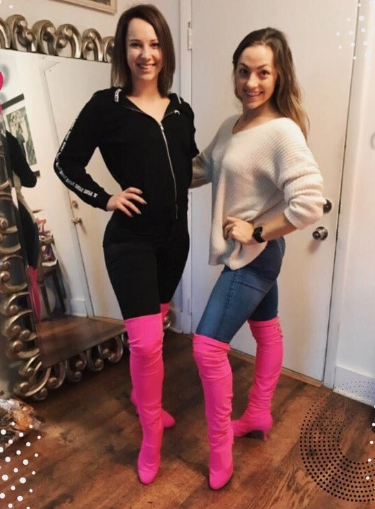 Suede Low Heel Knee High Boots Xeena - Over the Knee Stretch Lycra with Tie Dance Boots (Suede Sole)