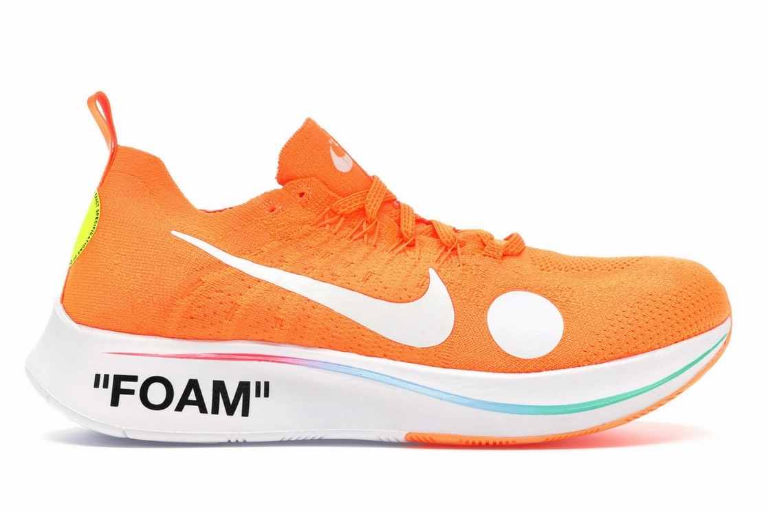 Air Pump Nike Shoes Off-White x Zoom Fly Mercurial Flyknit 'Total Orange' 2018 SKU AO2115 800 - Authentic - New in Box